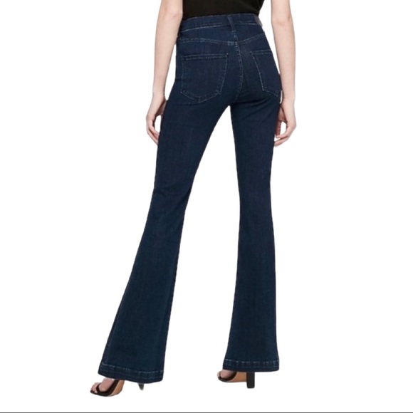 Express High Waisted Dark Wash Flare Jeans - Picture 2 of 3